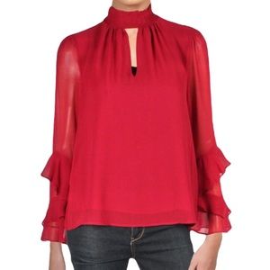 1.State Womens Keyhole Smocked Blouse hot pink. Medium. Stunning. Worn once